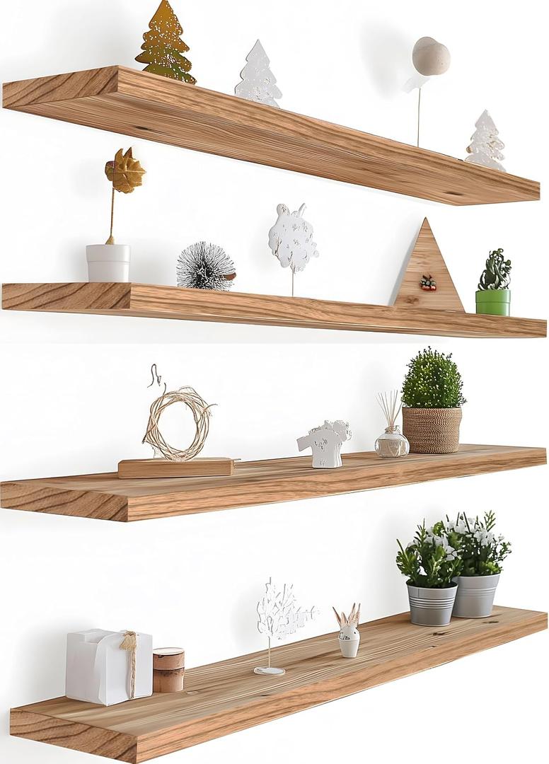 GXYAWPJ 36 Inch Floating Shelves for Wall Rustic Light Wood Wall Shelves for Bedroom Set of 4