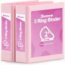 SUNEE 3 Ring Binder 2 Inch, Clear View Binder Three Ring PVC-Free (Fit 8.5x11 Inches) for School or Office Supplies, Pink, 2 Pack