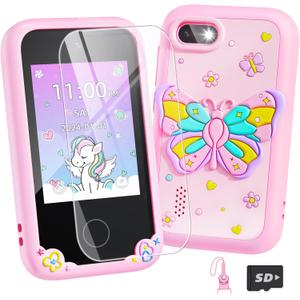 Kids Smart Toy Phone Girls Toy, Toddler Touchscreen Game Phone for 3 4 5 6 7 Year Old Girl Boy, Christmas Birthday Gifts for Children Age 3-7, MP3 Music Player with Dual Camera (Pink)