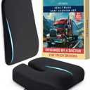 Elmara Doctor-Designed Semi-Truck Seat Cushion for Truck Driver The Ultimate Comfort Solution for Long-Haul Drivers Trucker Seat Cushion & Back Support 2-Piece Ergonomic Set (Black), Large