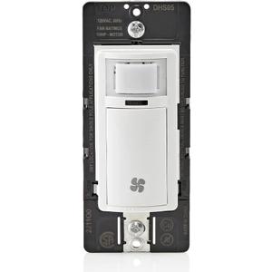 Leviton Humidity Sensor Switch for Bathroom Exhaust Fan, Automate Ventilation, Air Circulation, Moisture Control,  HP, Single Pole, DHS05-1LW, White
