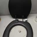 Soft Elongated Vinyl Toilet Seat, Black - 19 Inch Soft Vinyl Cover with Comfort Foam Cushioning - Fits All Elongated Size Fixtures - Easy to Install Fantasia by Achim Home Decor