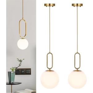 Battery Operated Chandelier Lights Set of 2Rechargeable Pendant Light,Indoor Ceiling Light Fixture with Remote 12 Colors Modes Dimmable for Dining Room Kitchen Bedroom Living Room(Gold), One Size