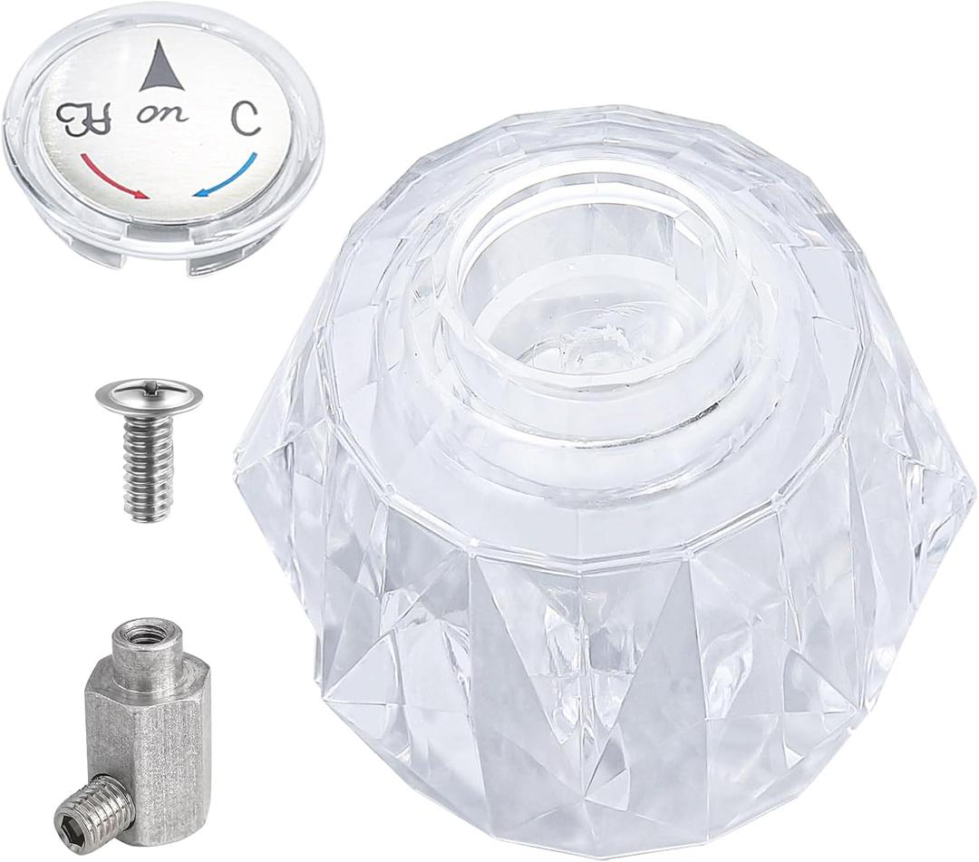 RP41661 Faucet Handle Replacement, Single Knob Shower Handle for Delta and Peerless, Clear Acrylic Tub Faucet Knob for Single Handle Faucets