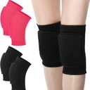 Zomiboo 4 Pcs Kids Knee Pads for Skating Dance Volleyball Knee Pad Anti Slip Sponge Kneepads Soft Elastic Protector for Dancers Girls Boys Sports Dance Skating Cycling (X-Small, Black, Rose)