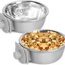 2 Pcs Crate Dog Bowl, Removable Stainless Steel Pet Kennel Hanging Food Water Feeder Bowl Set Non-Spill Cage Feeder for Puppy Small Medium Dog Cat Rabbit Ferret Bird