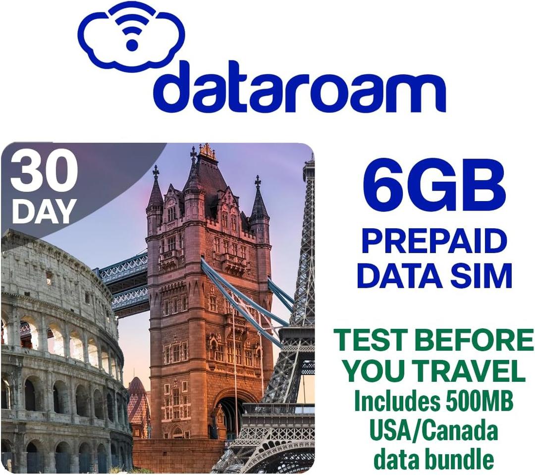 European Data SIM Card (6 GB). Works in 50 Countries Throughout Europe | Valid for 30 Days | Data Only SIM Card | Use VOIP apps Whatsapp and FaceTime for Calls