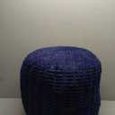 HIGOGOGO Pouf Ottoman Stuffed Round Modern Foam Filled Foot Rest Poufs for Living Room Chair Decorative 20 X 15 Inches Boho Relax Stool for Wedding Christmas Party, Navy Blue