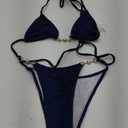 ZAFUL Bikini Sets for Women Halter Two Piece Swimsuits Sexy Triangle Bikinis Textured Cheeky Bathing Suit S