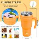 40 Oz Tumbler with Handle and Straw Insulated Stainless Steel Travel Mug with Lid Leak Proof Cup Holder Friendly Gifts for Women Men Him Her(Orange)