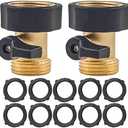 Hourleey Garden Hose Shut Off Valve, 2 Pack Heavy Duty 3/4 Inch Solid Garden Hose Shut Off Valve with 3 Extra Rubber Washers (Black)
