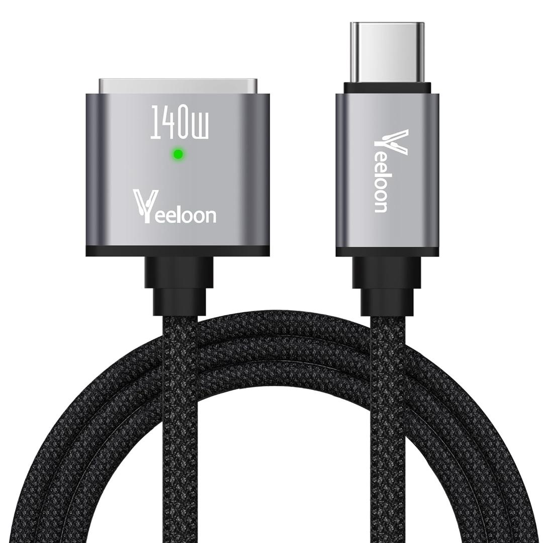 USB C to Magnetic 3 Cable 6 FT for M4 MacBook Air Pro Charger,140W Magnetic Safe 3 Fast Charging Cable for MacBook Air (15''/13'' M4 2025, M3 2024, M2 2023, M2 2022), Pro (16"/14" 2024/2023/2021)