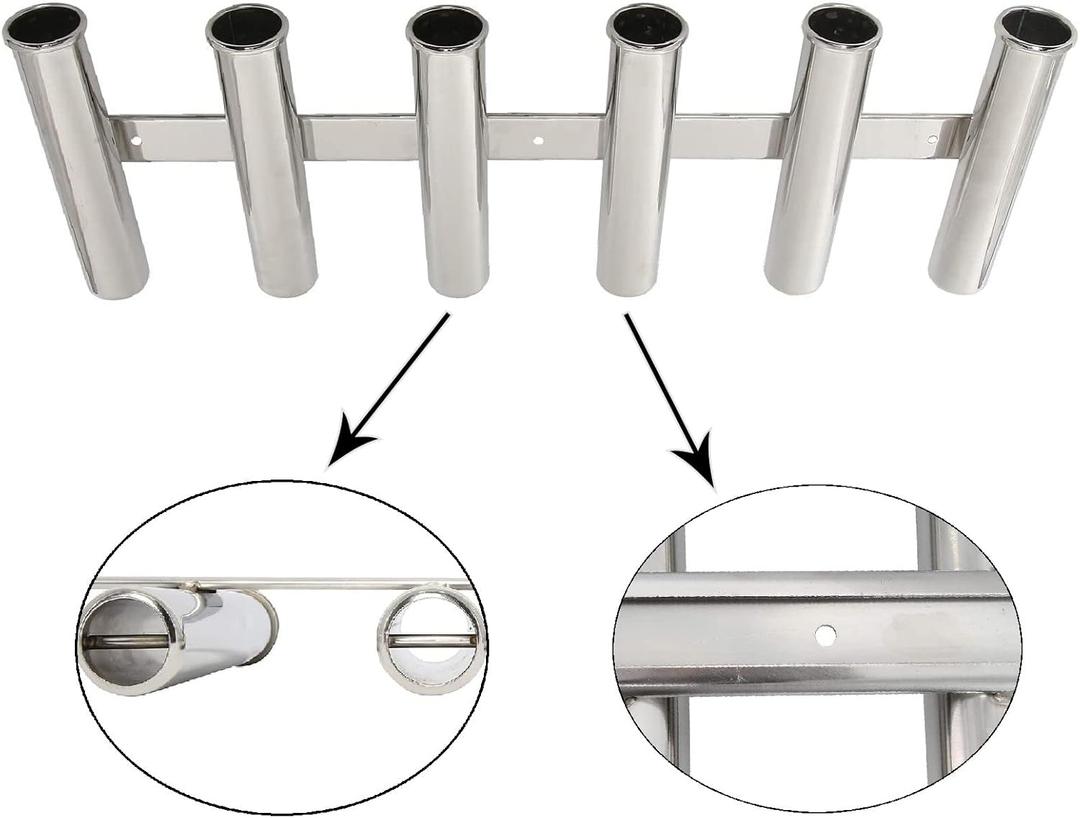 NovelBee 6 Tubes 316 Stainless Steel Fishing Rod Holder for Boats Yacht NovelBee 6 Tubes 316 Stainless Steel Fishing Rod Holder for Boats Yacht