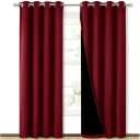 NICETOWN 100% Blackout Cold Blocking Curtains with Black Liner Backing, Thermal Insulated Curtains for Living Room, Noise Reducing Drapes, Burgundy Red, 52 inches x 84 inches Per Panel, Set of 2