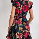 LIGHT DOT Women's Summer Dress Short Ruffle Sleeve Floral Dress A Line Casual Mini Dress