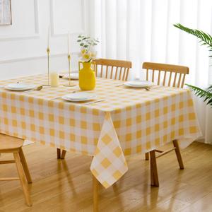 Yellow Checkered Tablecloth Rectangle Table 60" X 120" - Oblong Polyester Yellow and White Buffalo Plaid Gingham Table Cover Reusable Water Resistant for Spring Summer Holiday Party Dinner Dcor
