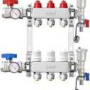 ABST PEX Manifold,3 Loop Stainless Steel Floor Radiant Heat Manifold Kit with 1/2" Adapters Included for Hydronic Radiant Floor Heating