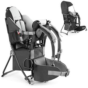 besrey Baby Backpack Carrier, Toddler Hiking Backpack with Safety 3-Height Seat, Adjustable Straps&Waist Belt, Foldable Frame Lightweight Large Capacity Child Carrier for Hiking (Shiny Black)