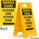 SmartSign 25 x 12 inch Sidewalk Closed - Please Use Other Side with Right Arrow Two-Sided Folding Floor Sign, Plastic, Black and Yellow