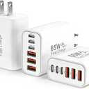 3 x 65W USB C Charger Block,3Pack 6-Port Type C Fast Phone Charging Block Cube PD Multiport USB C Power Adapter+QC 3.0 USB A Wall Plug for Apple iPhone 17/16/15/14/13/12/11 Pro Max/Plus/Air,iPad,Galaxy