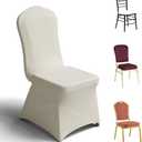 Trlyc 30 Pcs Spandex Chair Covers for Dining Chairs Stretch Polyester Dining Chairs Slipcovers for Wedding Party Decor Banquet Flat-Front Chair Cover (Ivory)