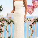 MITILLY Women's Summer Wedding Guest Dress 2026 Formal Spaghetti Strap Bodycon Ruched Floral Slit Maxi Dresses (S)