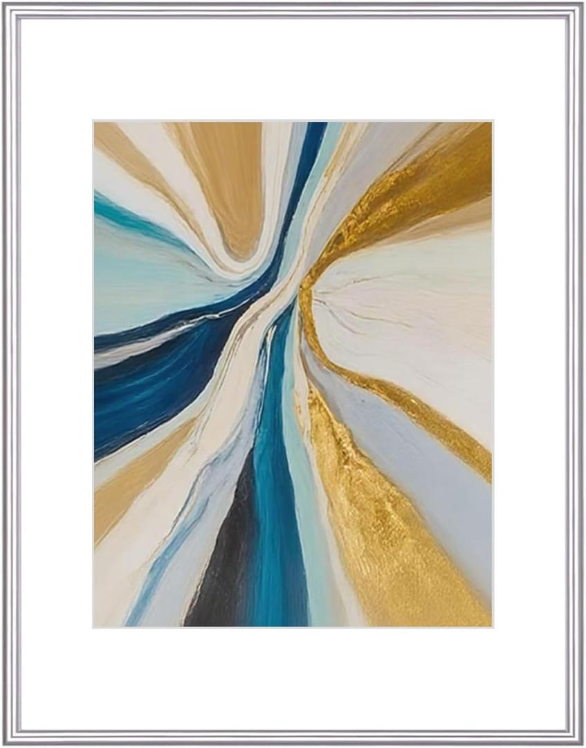 11x14 Picture Frame, Silver Brushed Thin Metal Aluminum Photo Frame with HD Glass, Fit 8x10 with Mat or 11 x 14 without Mat, for Wall, 1 Pack