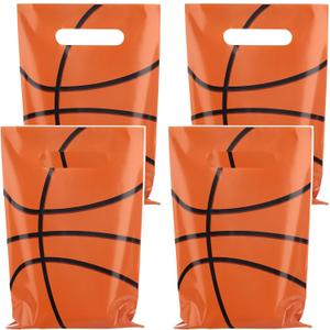 3 x Hxezoc 50 Pieces Basketball Goodie Bags with Handle, Plastic Treat Candy Bag Sport Favor Bags For Kids Birthday Party Decoration Supplies, 1 Count