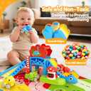 Toddler Toys for 1 2 Year Old Boy Gifts - Educational Dinosaur Slide Set with 4 Color/Number Push Cars and Playmat, Montessori Learning Toy for Baby 12-18 Months, 1st Birthday Present Ages 1-2, Red