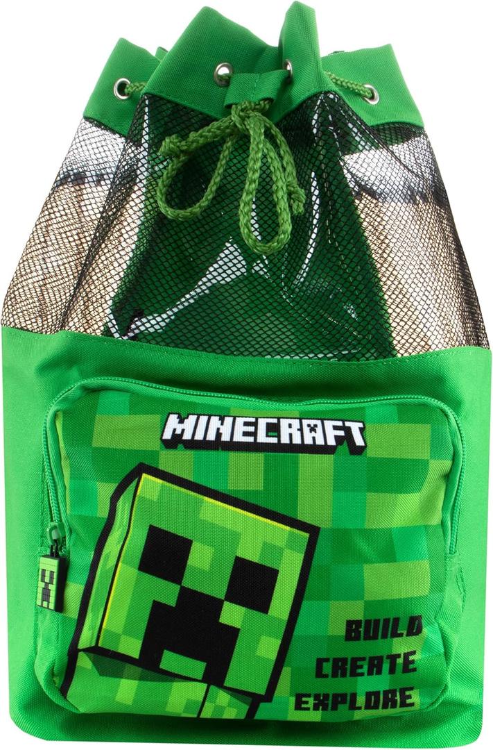 Minecraft Swimming Bag | Creeper Boys Swim Bag | Childrens Swimming Bag | One Size Green