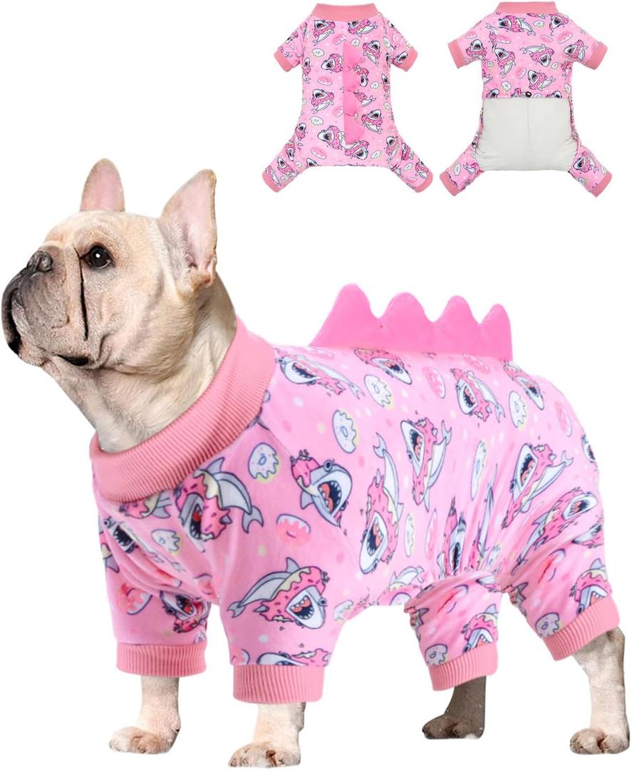 CuteBone Dinosaur Costume Dog Pajamas, Stretchy Spandex Crystal Velvet Sleepwear Coat for Small Dogs, Soft & Warm Pet Outfit Clothes for Cold Weather, Cozy Pullover Design COSP09M, Medium