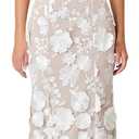 Women's 3D Floral Embroidery Dress Ruffle Sleeve Fishtail Lace Bodycon Party Cocktail Mini Dress (Large, White)