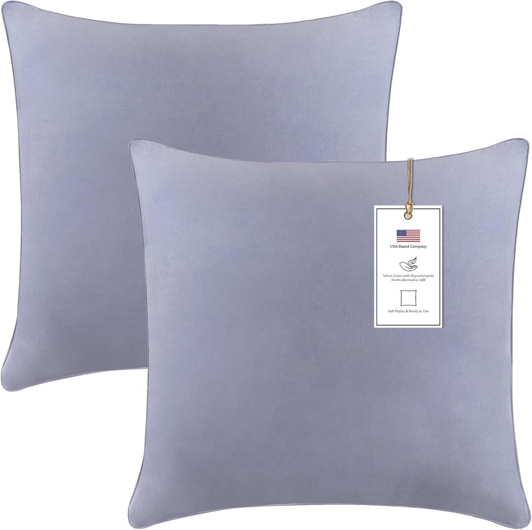 A1 Home Collections Down Alternative Throw Insert, Ready to Use Pillow Pack of 2, 18"x18", Slat Grey