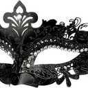 Hoshin Masquerade Mask, Mardi Gras Deecorations Venetian Masks for Womens (Black)