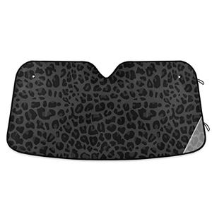 Oarencol Black Leopard Car Windshield Sun Shade African Animal Skin Print Foldable UV Ray Sun Visor Protector Sunshade to Keep Your Vehicle Cool (55" x 27.6")