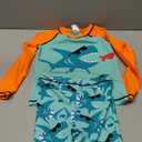 UMELOK Toddler Boys' Swim Rashguard 5t Bathing Suit Boys Long Sleeve Swimming Trunks Rash Guard Set Kids Swimwear Set Orange/ Shark 5T