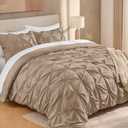 Andency Taupe Oversized King Comforter Set (120x98Inch), 3 Pieces Lightweight Pinch Pleat Cal King Bedding Comforters & Sets, Oversized Pintuck Soft Fluffy Down Alternative Bed Set for All Season