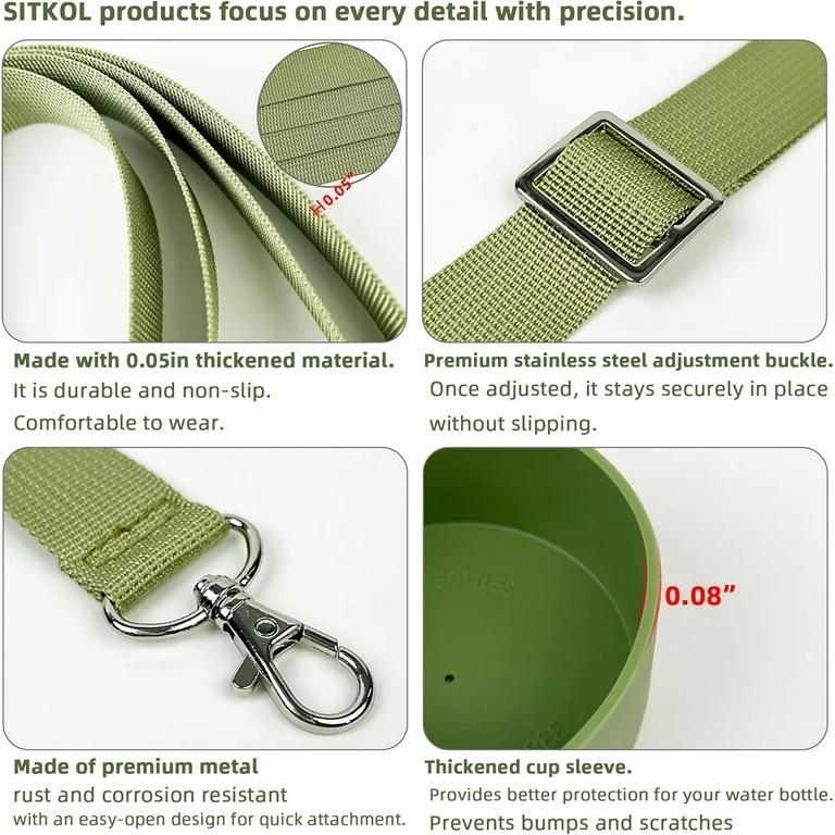 TREE-Silicone Boot Set for Owala Water Bottle 24 oz, 32 oz, 40 oz - Includes Non-Slip Sleeve, Shoulder Strap & Handle Strap, Perfect Owala Accessories, Fits Owala Tumbler, Owala Free Sip, Owala Candy 