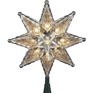 Kurt Adler 10-Light 8-Point Star Christmas Treetop, 8-Inch, Clear