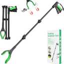 52" Extra Long Grabber Reacher Tool, Foldable Reacher Grabber Pickup Tool with Strong Magnetic & 360 Rotating Anti-Slip Jaw, Extension Trash Picker Upper Grabber for Indoor & Outdoor