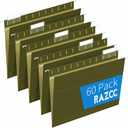 Hanging File Folders, RAZCC 60 Pack Reinforced Hanging Folders Letter Size, Designed for Bulky Files, Filing Cabinet, Adjustable Tabs, Green