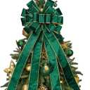 Christmas Tree Topper,48x13 Inches Velvet Toppers Bow,Large Decorative Bows for Christmas Decoration (Green)