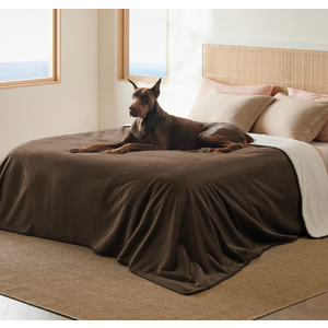 Bedsure Waterproof Blanket for Bed - Sherpa Fleece Waterproof Dog Blankets for Large Dogs, Pet Blankets for Bed/Couch/Dog Crate, Soft Plush Reversible Furniture Protector, King Size, 108"x86", Brown