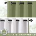 Yakamok 100% Blackout Curtain Panels 96 inches Cold and Light Blocking Drapes for Nursery, 2 Thick Layers Thermal Insulated Draperies (2 Pieces, 50 Wide Each Panel, Sage Front with White Backing)