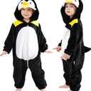 LOLANTA Unisex Baby Animal Costumes Toddler Boys Girls Hooded Jumpsuit Kid Halloween Christmas Birthday Gifts (90, Penguin)