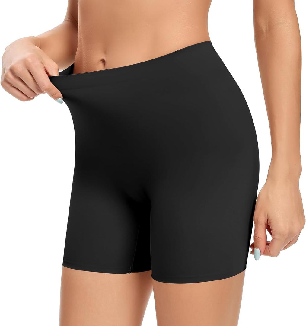 Werena Seamless Slip Shorts for Women Under Dress Shaping Boyshorts Panties Tummy Control Shapewear (Small, #30 Seamless Black)