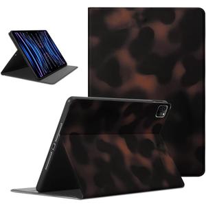 Retro Cool Tortoise Shell Tablet Case for iPad Pro 11 2021/2020/2018 Case 11", Brown Amber Leopard Print Trendy Design Cover for Girls Boy, Protective Cases Flip Leather PU Funda