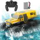 1:12 Large Amphibious Remote Control Car Monster Truck - 8WD All Terrain Waterproof Toy for Kids, 7.4V High-Speed Remote Control Car for Boys Girls Ages 6-12, Perfect Birthday Gifts, Yellow