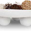 Modern Resin Pedestal Bowl  Textured Decorative Dish with Sculptural 3-Leg Base, Minimalist Stone-Like Finish for Fruit, Keys, Potpourri, or Centerpiece Display (cream white)