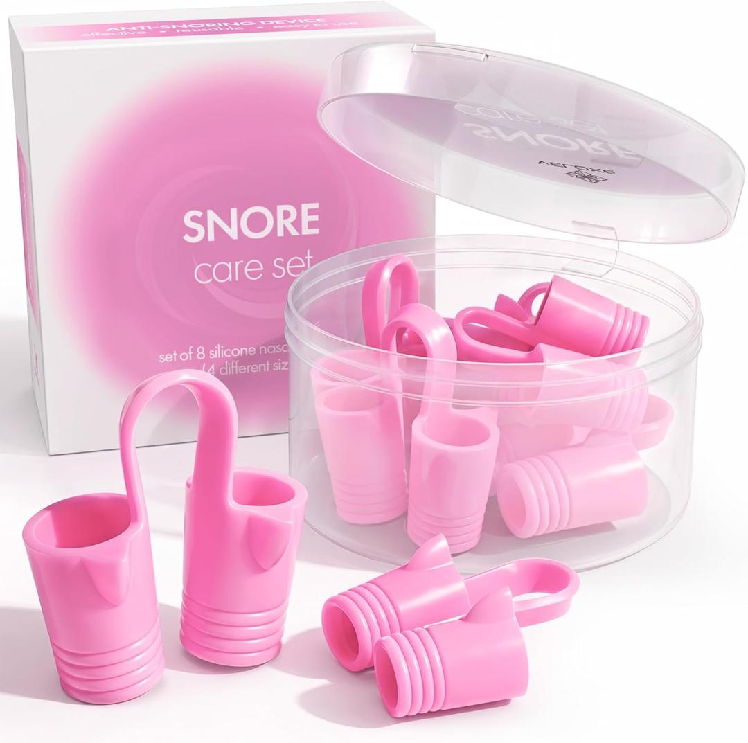 Nasal Dilators for Sleeping  Internal Anti Snoring Nose Vents (8 Pairs, 4 Sizes)  Snore Stopper to Help Reduce Snoring from Nasal Congestion  Opens Nostrils for Breathing  Deviated Septum Support (Pink)